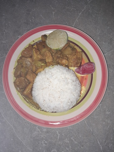 Porc Aux Curry + Riz ( 1 Pers )